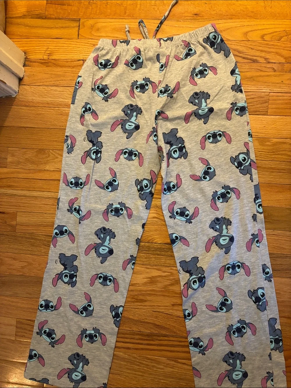Disney Grey Lilo & Stitch Drawstring Pajama Bottoms with Blue & Pink Accents - Picture 3 of 4
